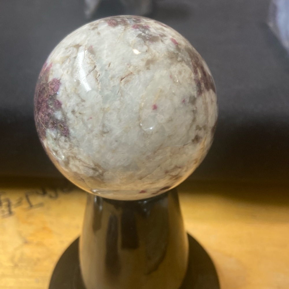 Rare plum blossom blossom tourmaline sphere 360 g